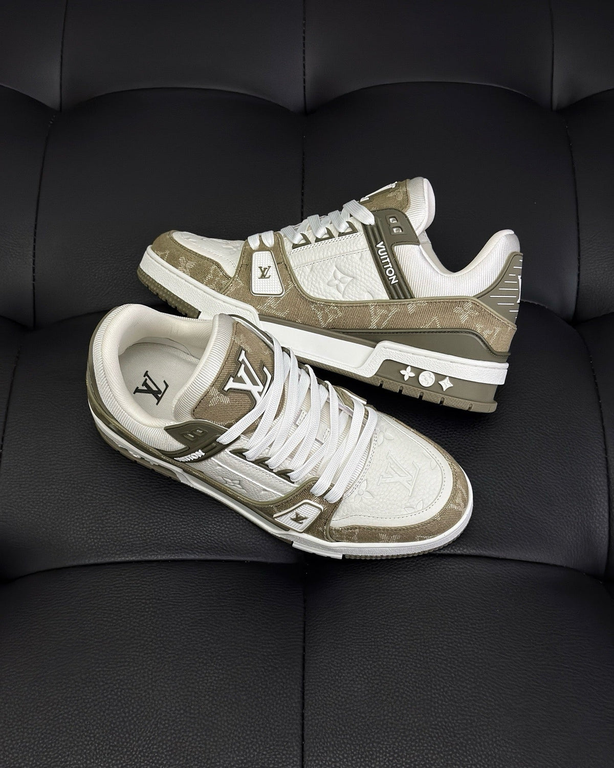 White Leather Monogram Chunky - Men's