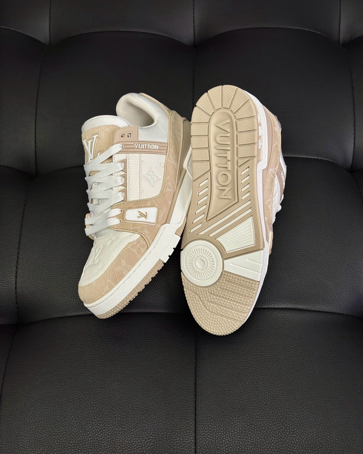 White Leather Monogram Chunky - Men's