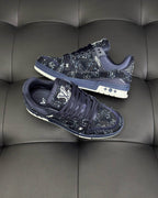 Marineblauer Monogramm-Sneaker aus Leder – Herren