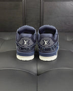 Marineblauer Monogramm-Sneaker aus Leder – Herren