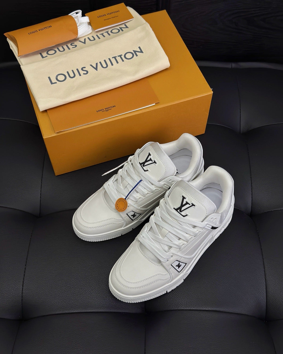 White Leather Logo Low-Top - Men's