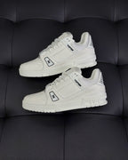 White Leather Logo Low-Top - Men's