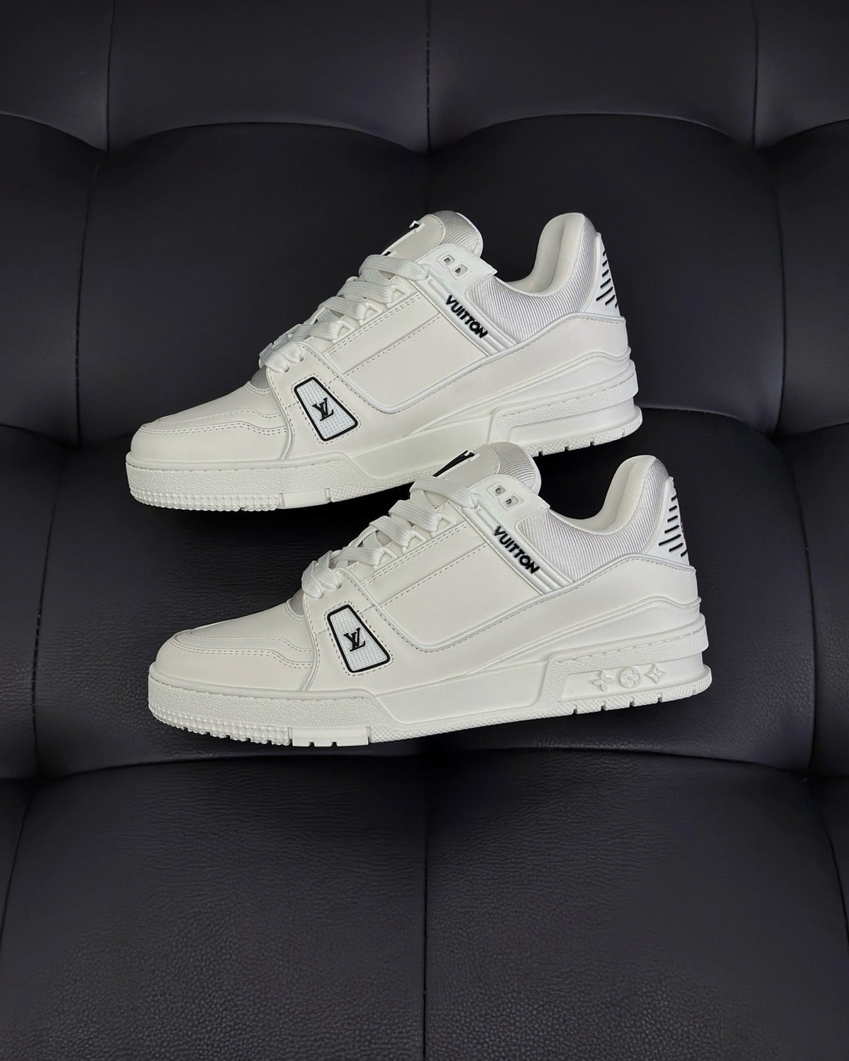 White Leather Logo Low-Top - Men's