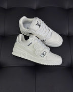 White Leather Logo Low-Top - Men's