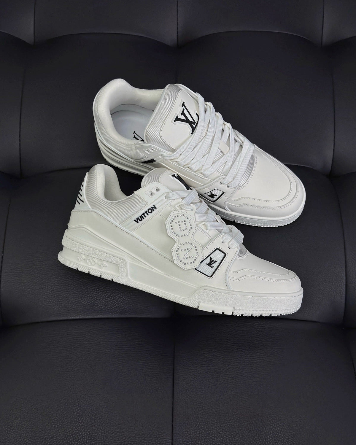 White Leather Logo Low-Top - Men's