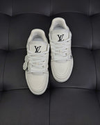 White Leather Logo Low-Top - Men's