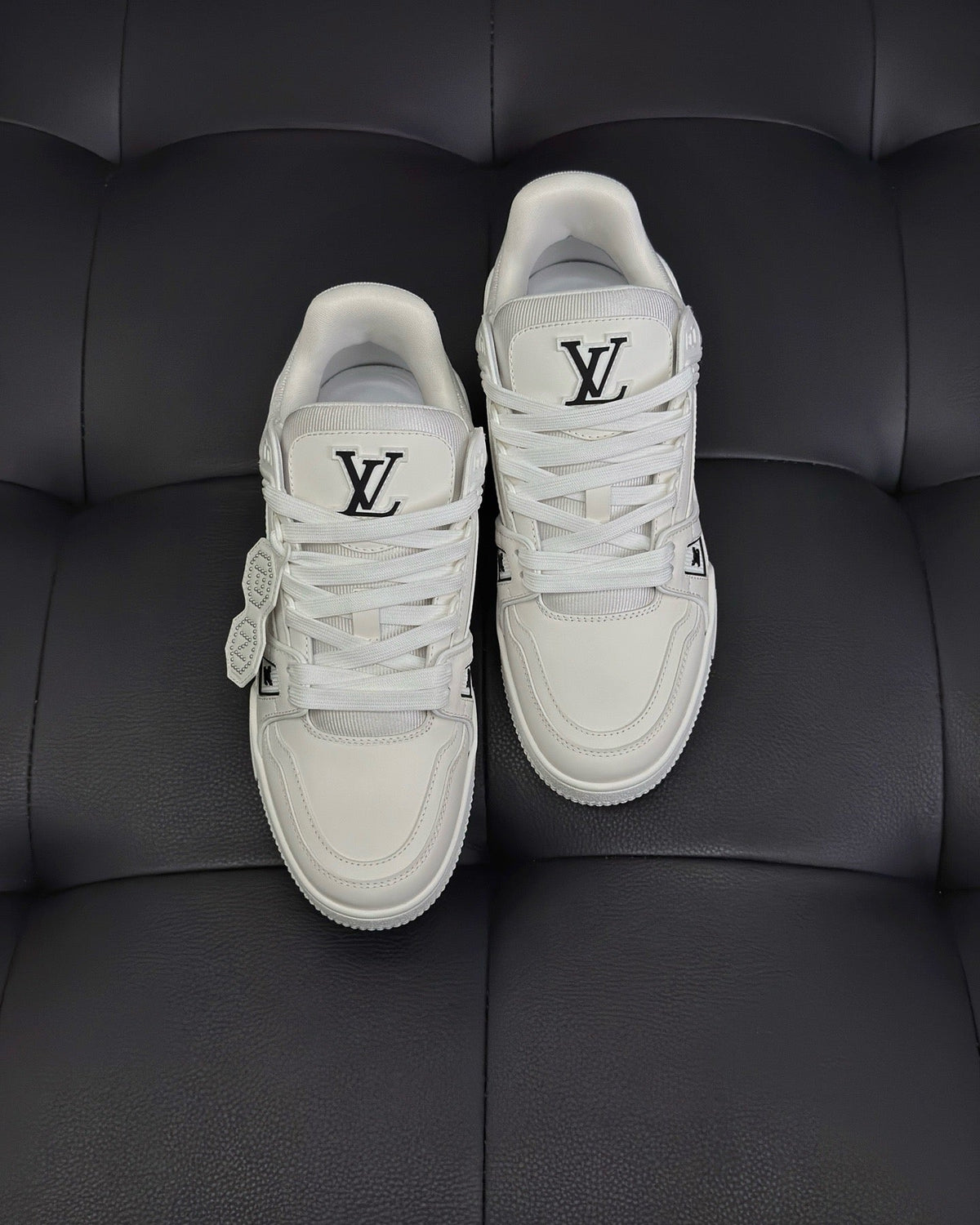 White Leather Logo Low-Top - Men's