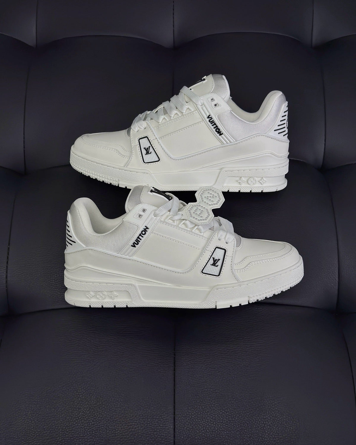 White Leather Logo Low-Top - Men's