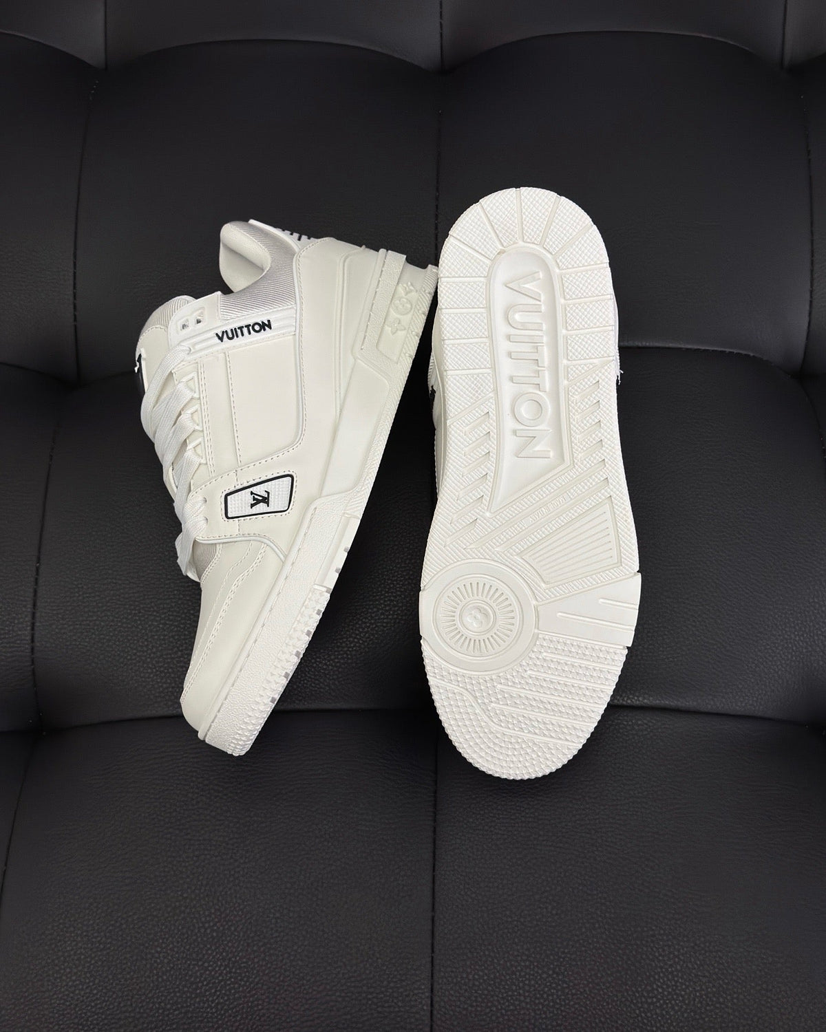 White Leather Logo Low-Top - Men's