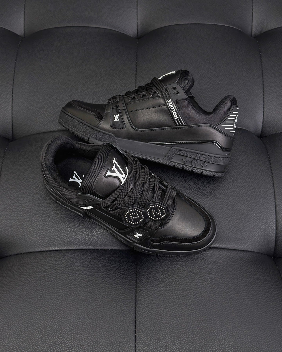 White Leather Logo Low-Top - Men's