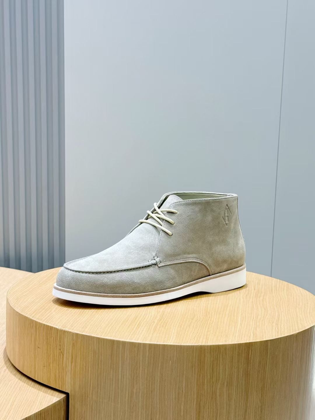 Grey Suede Plain Desert Boot - Men's
