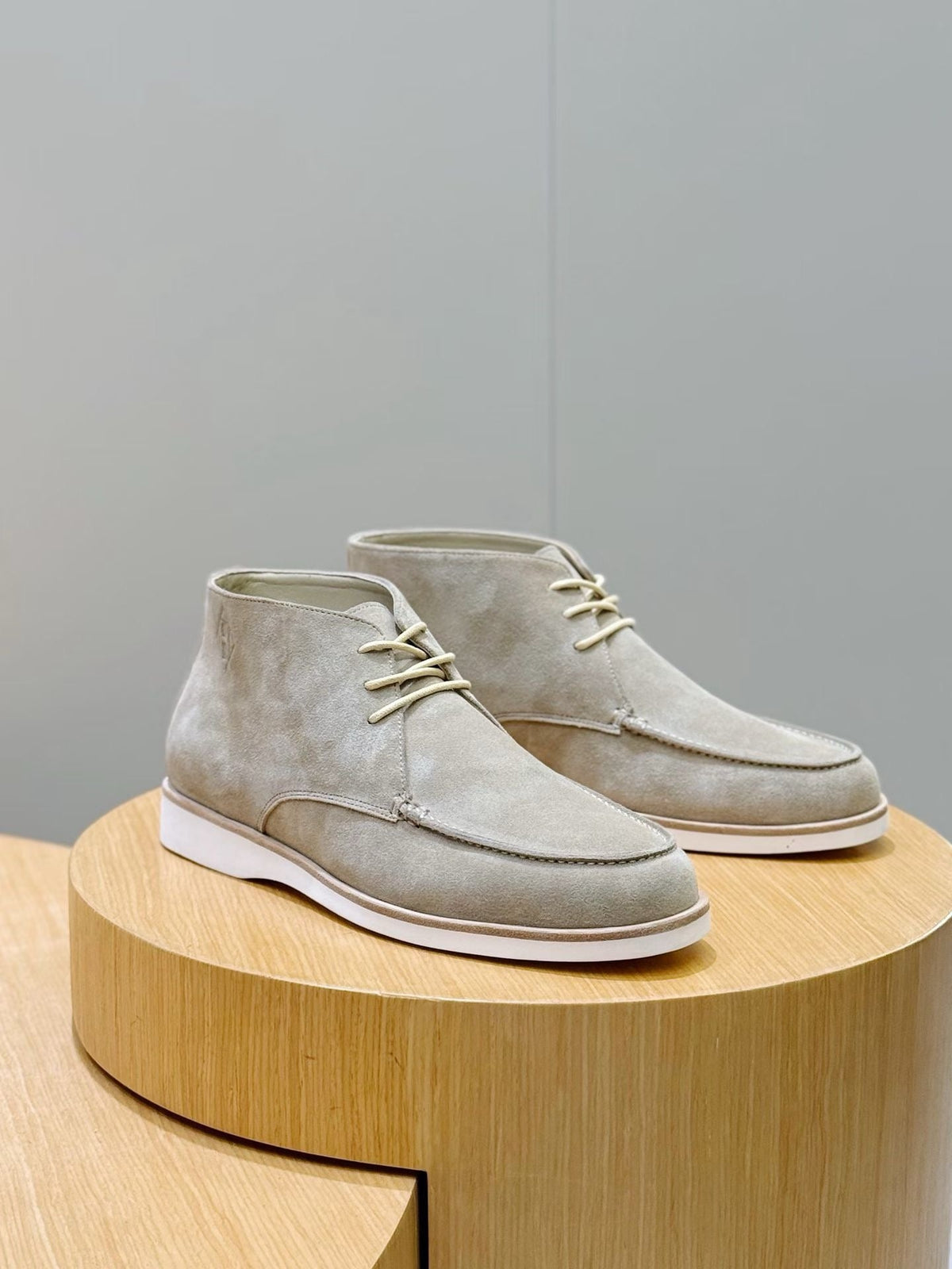 Grey Suede Plain Desert Boot - Men's