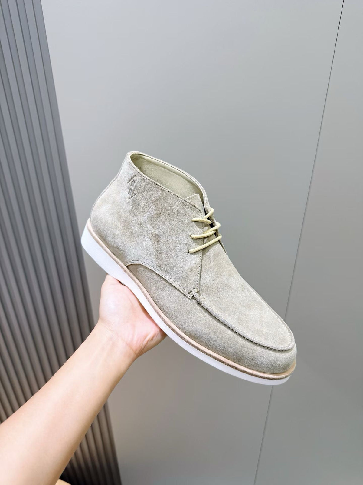 Grey Suede Plain Desert Boot - Men's