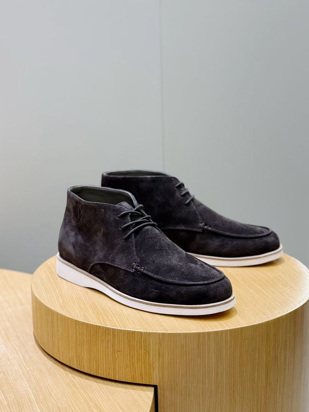 Grey Suede Contrast Sole Desert Boot - Men's