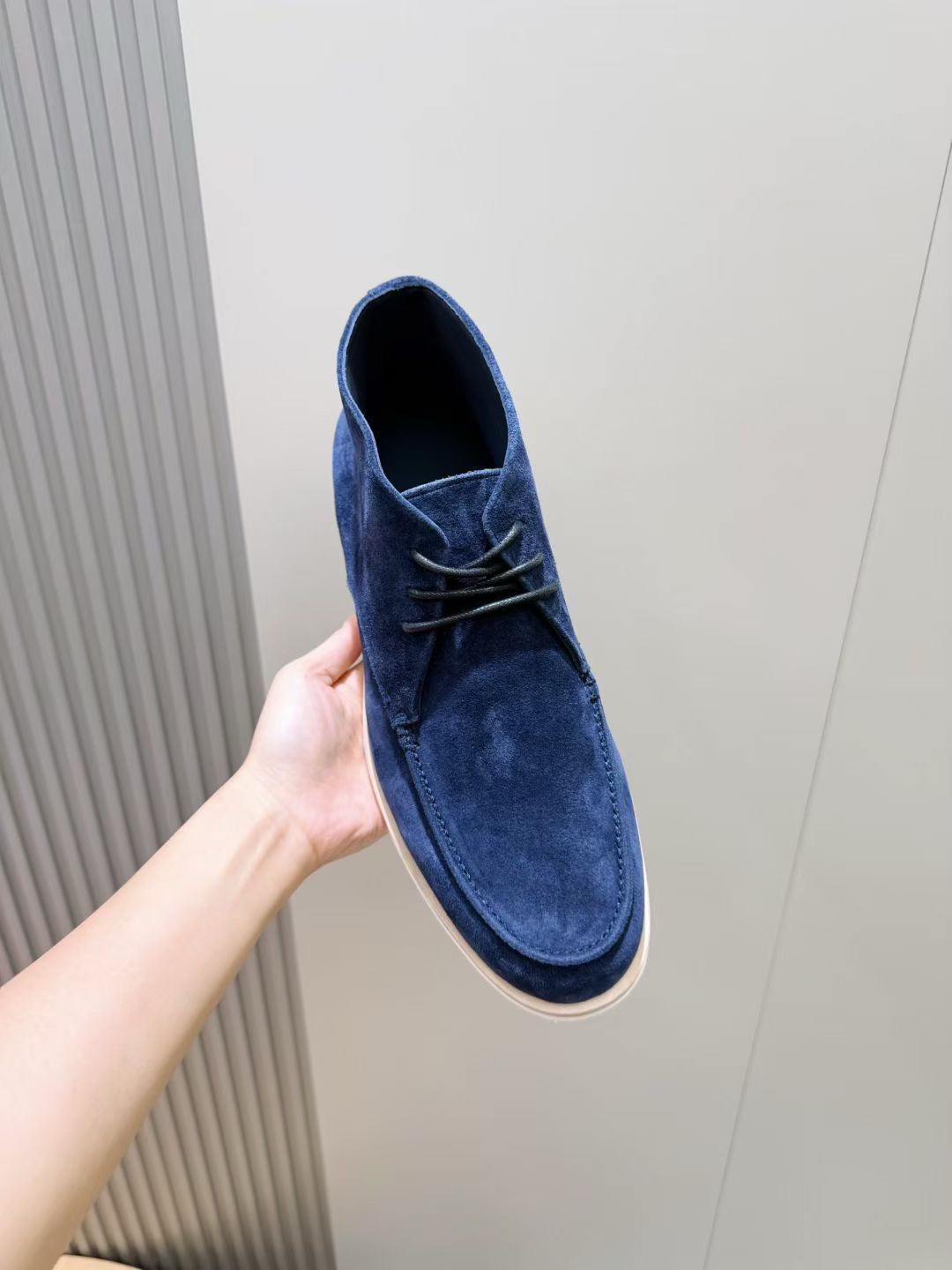 Grey Suede Contrast Sole Desert Boot - Men's