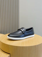 Black Leather Bit Contrast Sole Loafer - Men's