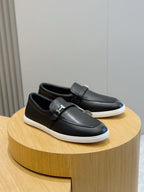 Black Leather Bit Contrast Sole Loafer - Men's