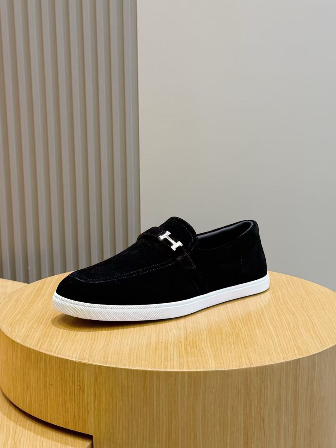 Black Suede Contrast Sole Loafer - Men's