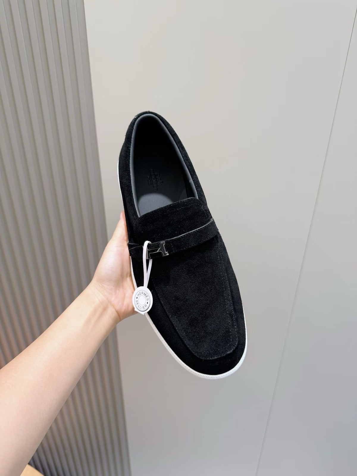 Black Suede Contrast Sole Loafer - Men's