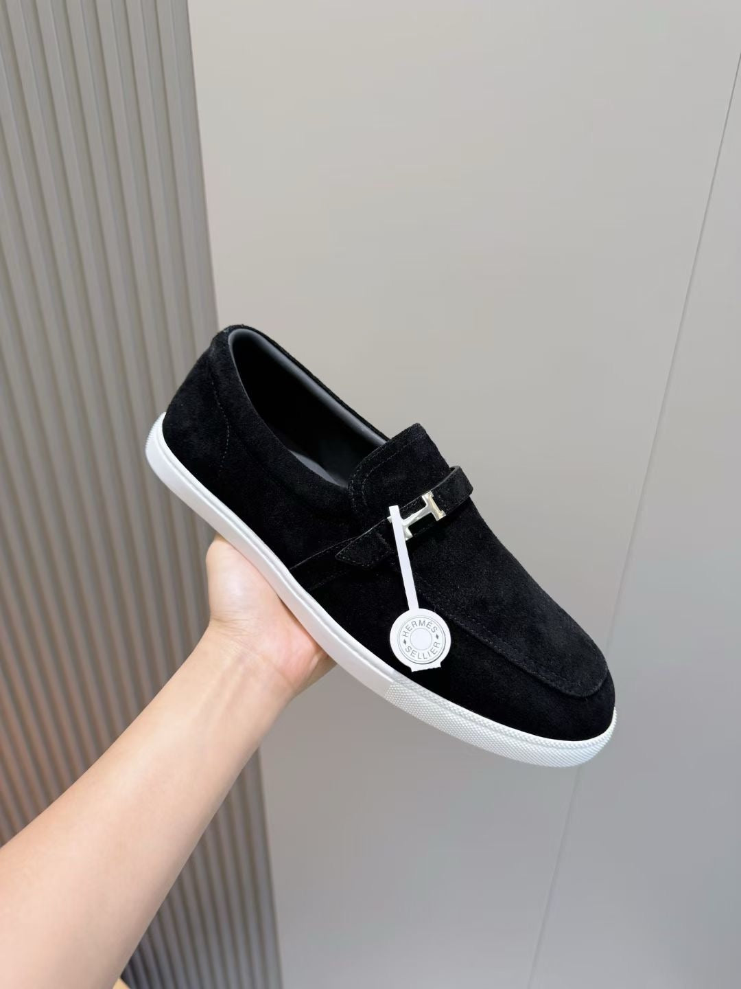 Black Suede Contrast Sole Loafer - Men's