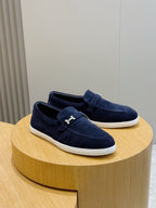 Loafer aus schwarzem Wildleder mit Kontrastsohle – Herren