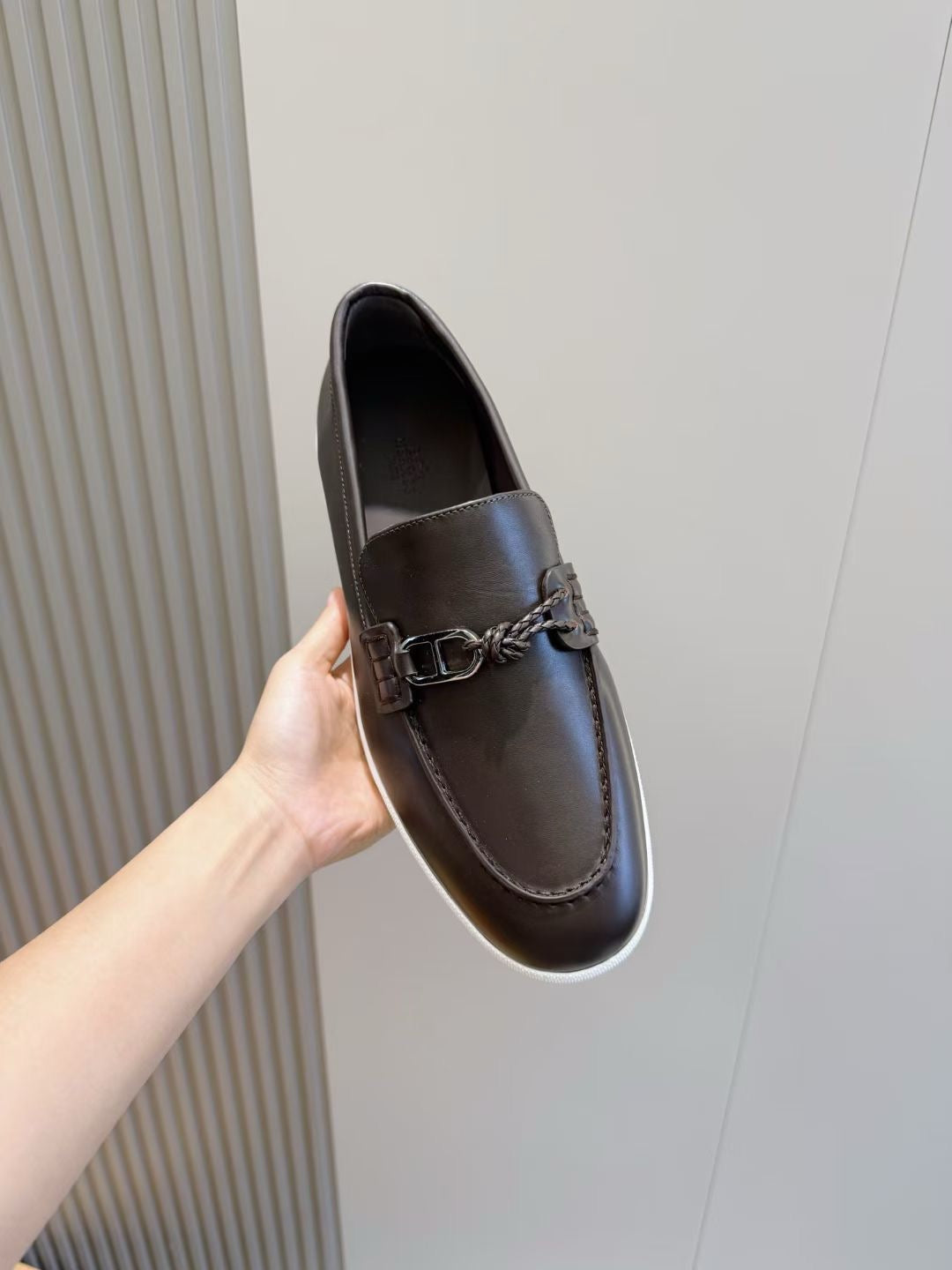 Brown Leather Bit Contrast Sole Loafer - Men's