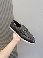 Brown Leather Bit Contrast Sole Loafer - Men's
