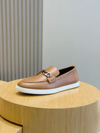 Brown Leather Bit Contrast Sole Loafer - Men's