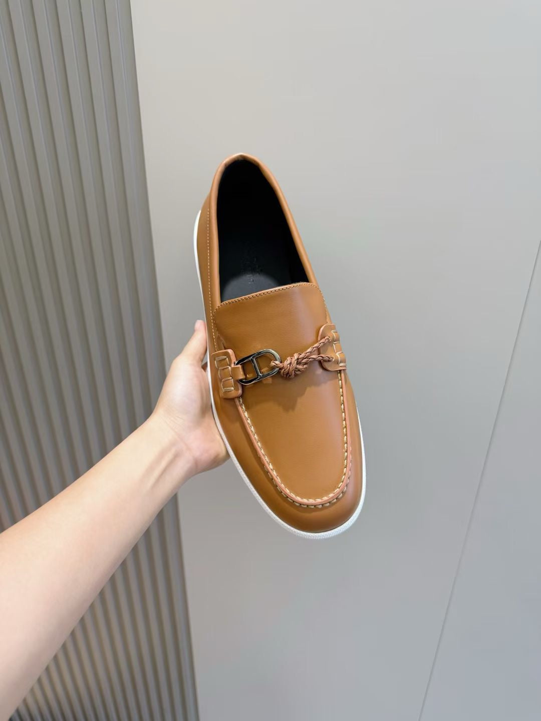 Brown Leather Bit Contrast Sole Loafer - Men's