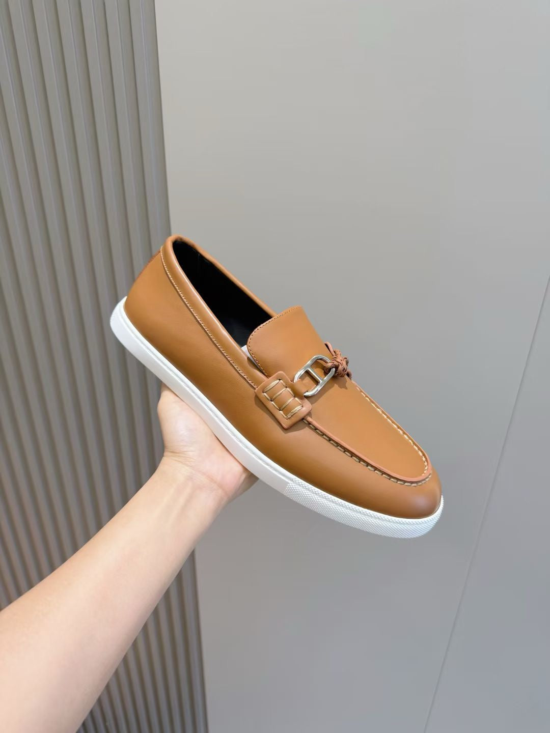 Brown Leather Bit Contrast Sole Loafer - Men's