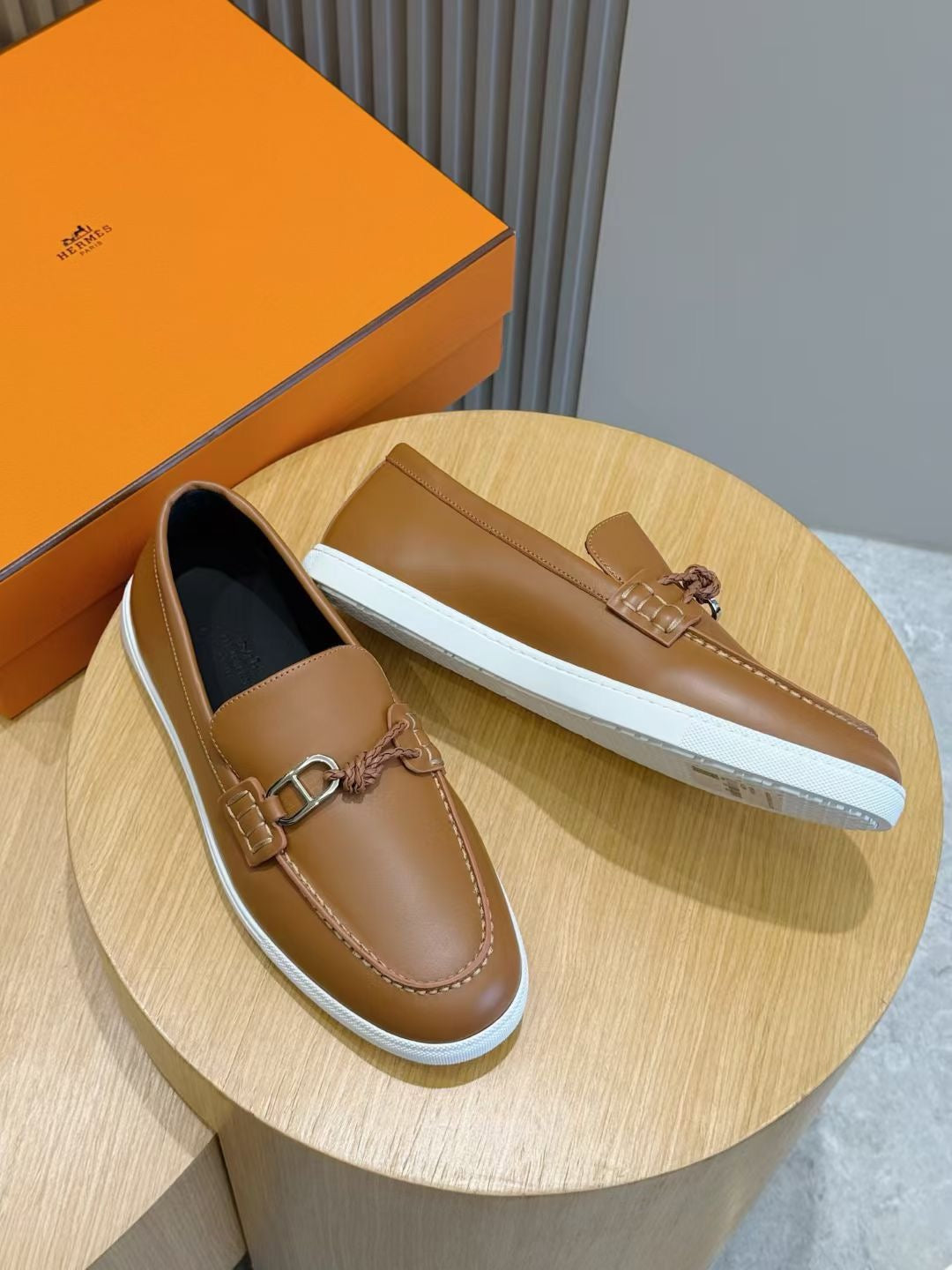 Brown Leather Bit Contrast Sole Loafer - Men's