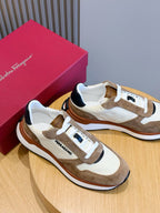 White Leather Colourblock Runner - Men's