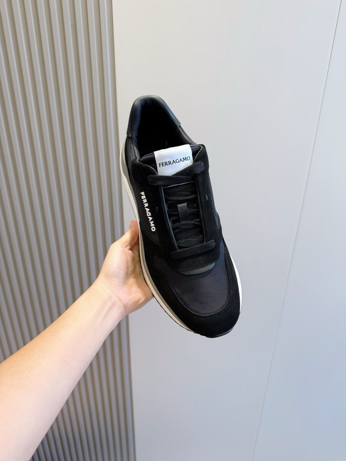 White Leather Colourblock Runner - Men's