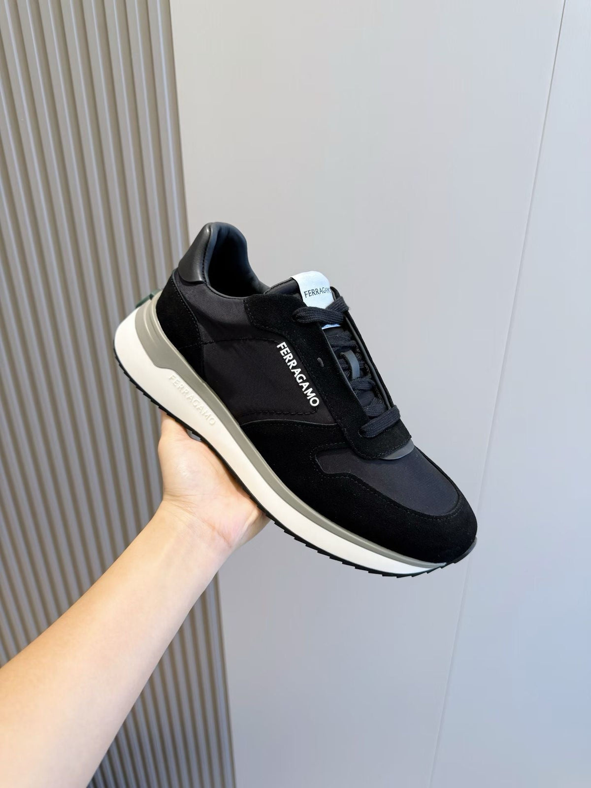 White Leather Colourblock Runner - Men's