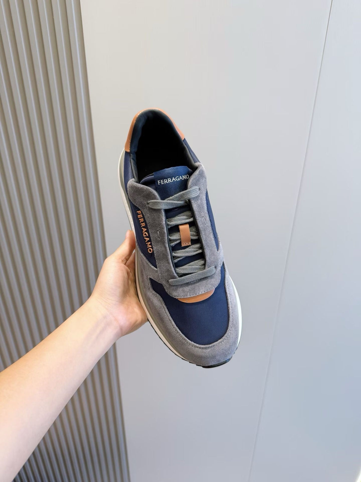 White Leather Colourblock Runner - Men's