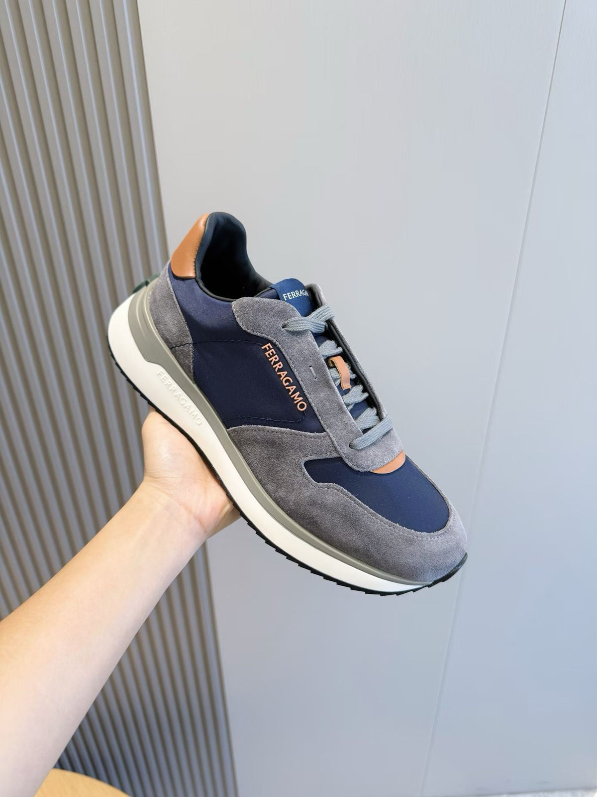 White Leather Colourblock Runner - Men's