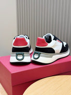 Runner in weißem Leder mit Farbblock - Herren