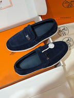 Marineblaue Wildleder-Tassel-Loafer – Herren