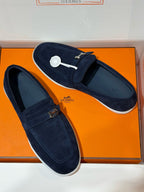Marineblaue Wildleder-Tassel-Loafer – Herren