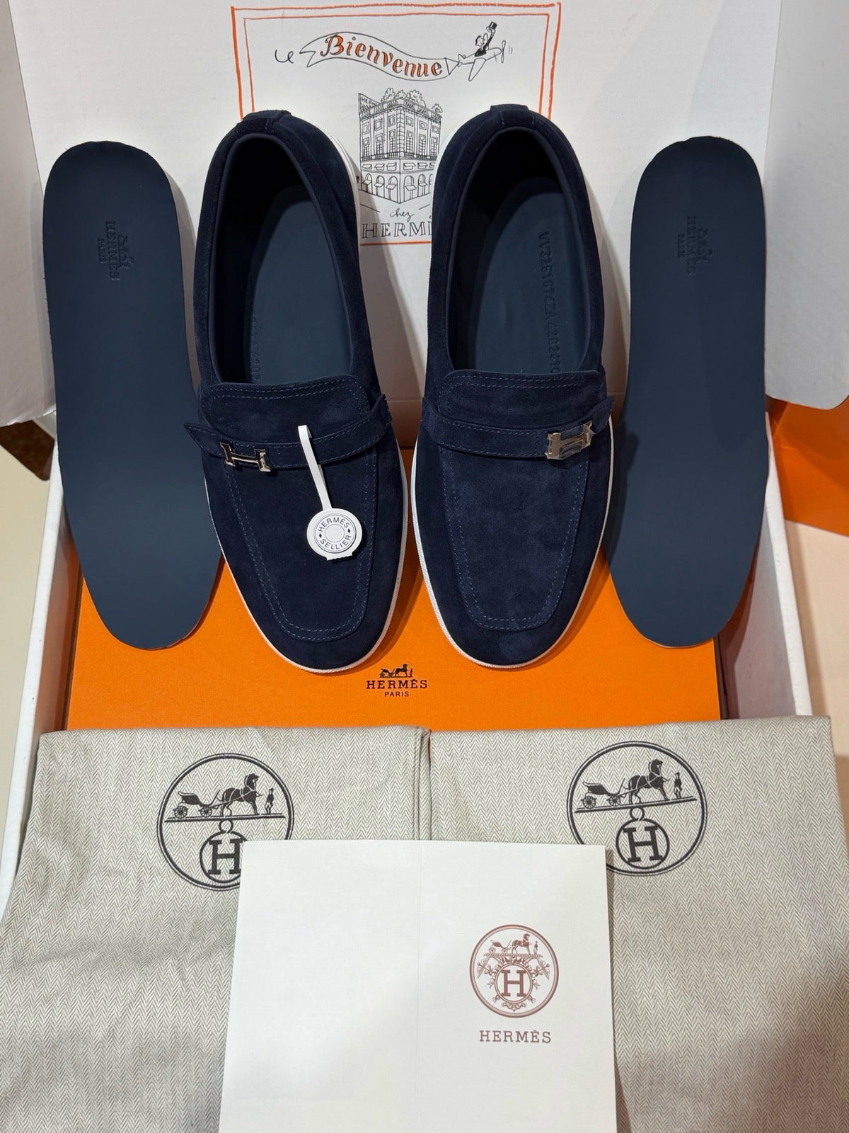 Marineblaue Wildleder-Tassel-Loafer – Herren