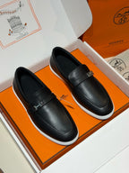 Schwarzer Loafer aus Leder mit Metalldetails – Herren