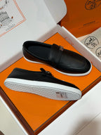Schwarzer Loafer aus Leder mit Metalldetails – Herren