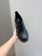 Black Leather Contrast Midsole Chunky - Men's
