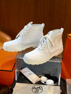 Weiße Leder Schnürstiefel - Herren