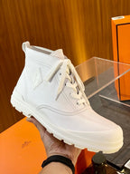Weiße Leder Schnürstiefel - Herren