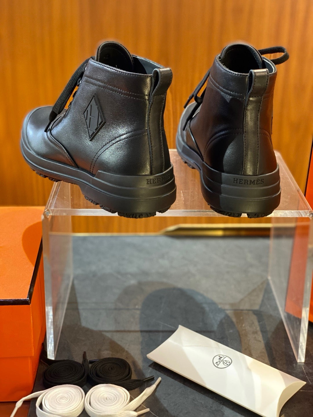 Weiße Leder Schnürstiefel - Herren