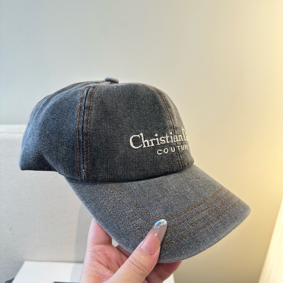 Denim Hellblau und Dunkelgrau Kappe