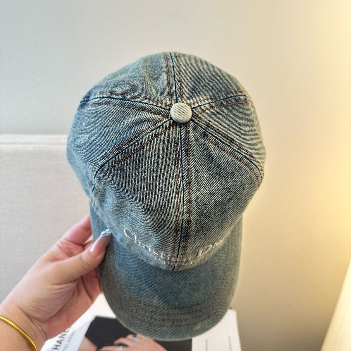 Denim Hellblau und Dunkelgrau Kappe