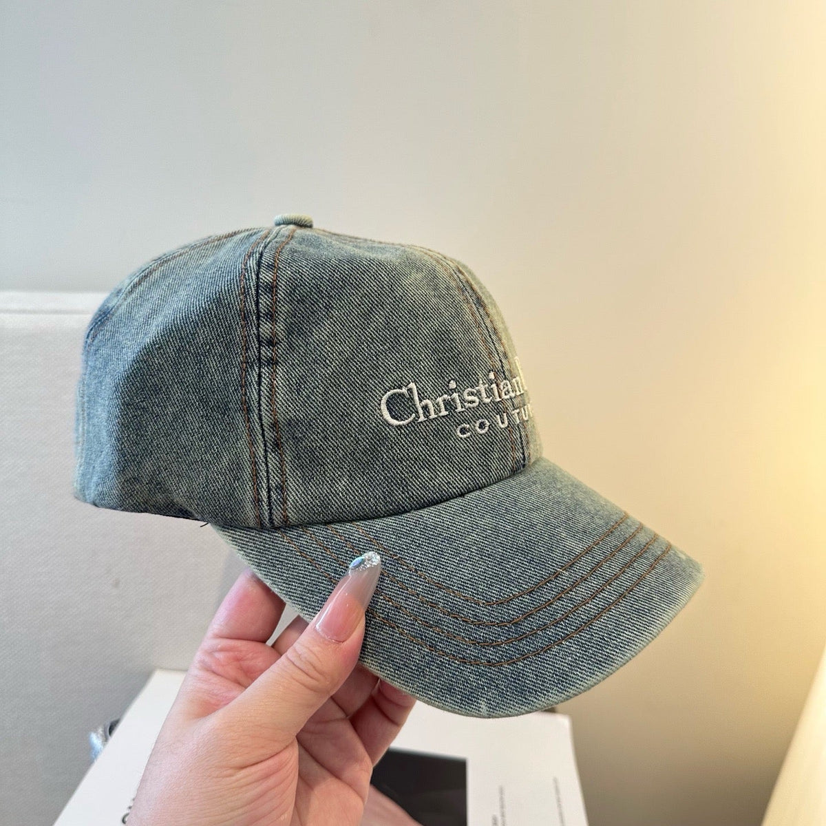 Denim Hellblau und Dunkelgrau Kappe