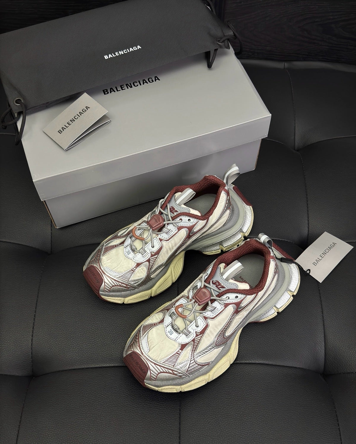 Caged Panel Runner Cream and Red Sneakers